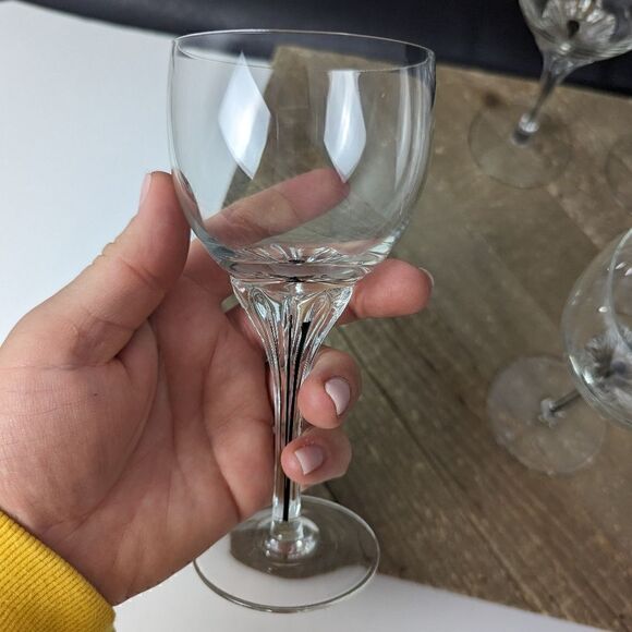 Belfor Exquisite Black stem small wine glass white wine set of 5 - Picture 2 of 7